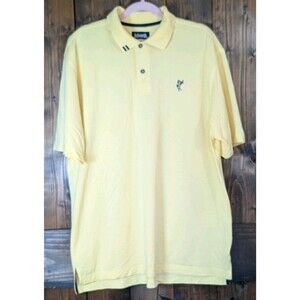 Ashworth EZ-TECH Mens L Yellow Solid Cotton Knit Golf Polo Shirt Short Sleeve